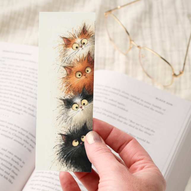 Funny Quirky Peeking Cats Bookmarks (Hand)