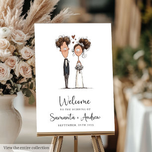 Funny Quirky Wedding Couple Sign Aisle Poster Deco
