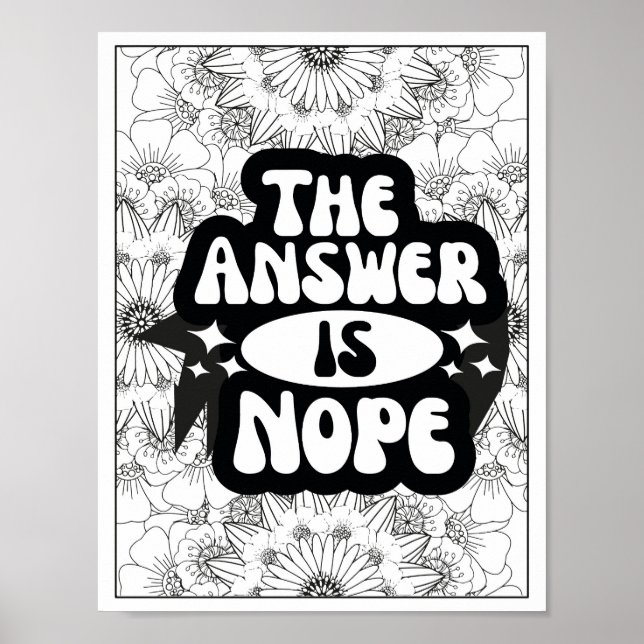 Funny Quote Adult Coloring Poster (Front)