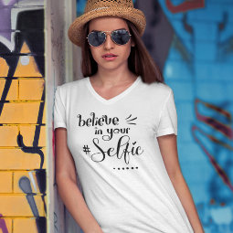 Funny Quote Believe In Your Selfie Black Script Sweatshirt | Zazzle