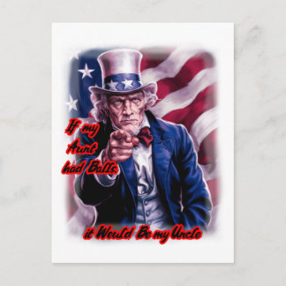 Funny Quote by Patriot Uncle Sam on a Holiday Postcard