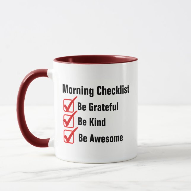 Funny quote coffee mug-Morning checklist Mug (Left)