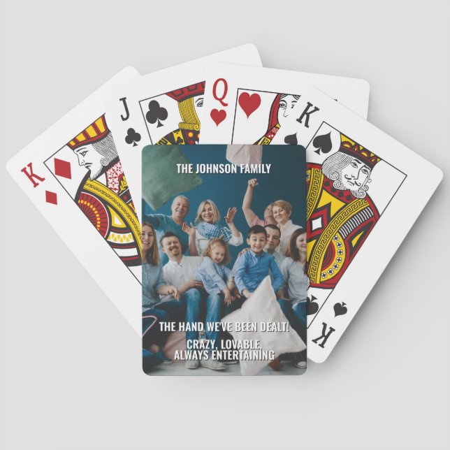 Funny Quote Custom Family Photo Name Poker Cards (Back)