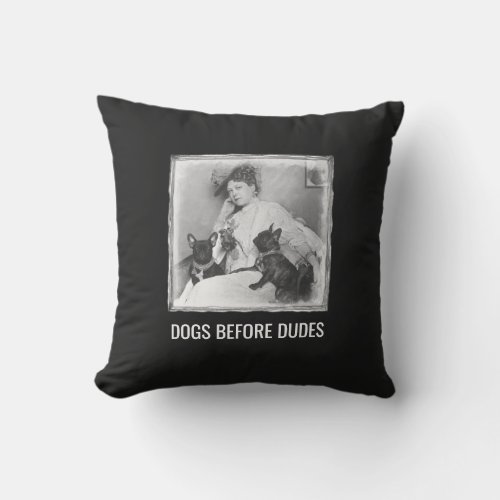 Funny Quote Dog Humor Vintage Art Throw Pillow
