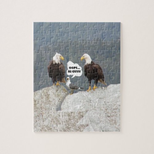 Funny Quote Eagles & Seagull Photo Jigsaw Puzzle