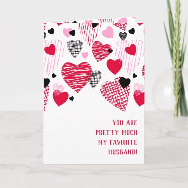 Funny Quote Favorite Husband Red Heart Valentine's Holiday Card (Front)