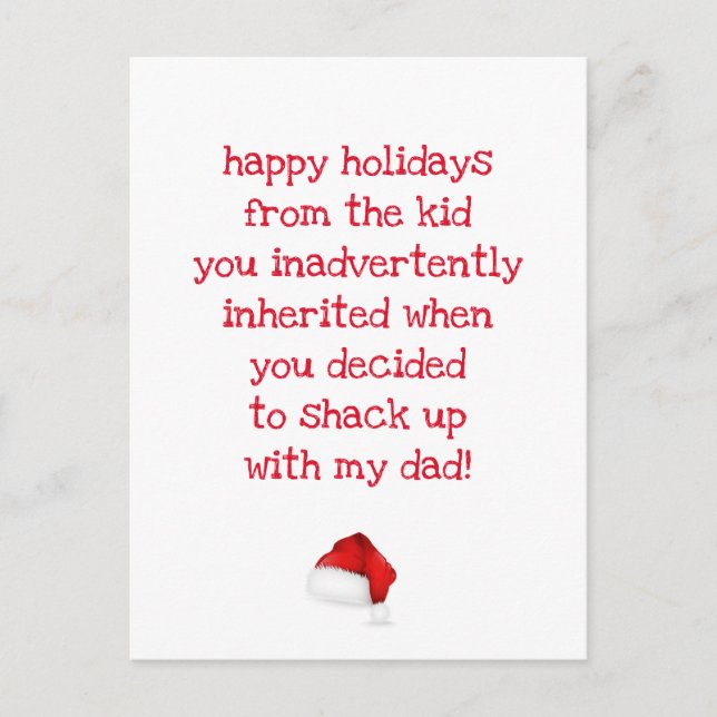 Funny Quote for Bonus Mom Christmas Postcard (Front)