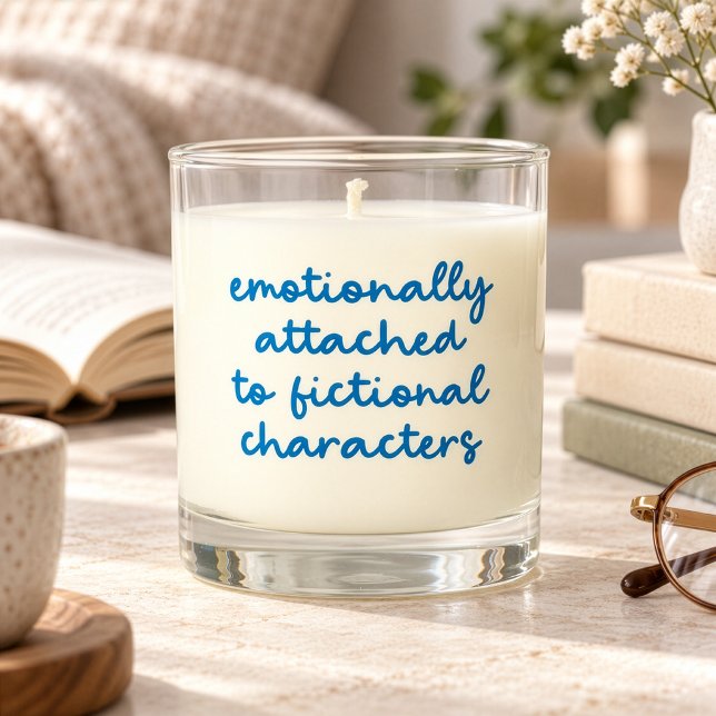 Funny Quote for Book Lovers Blue Script Scented Candle (Creator Uploaded)