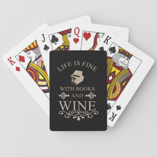 funny quote for books and wine lover playing cards