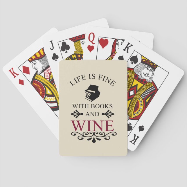 funny quote for books and wine lover poker cards (Back)