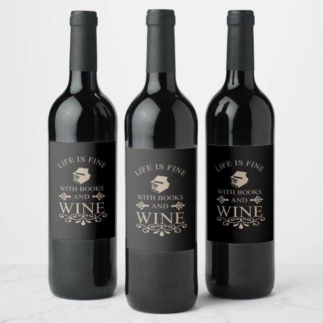 funny quote for books and wine lover wine label (Bottles)