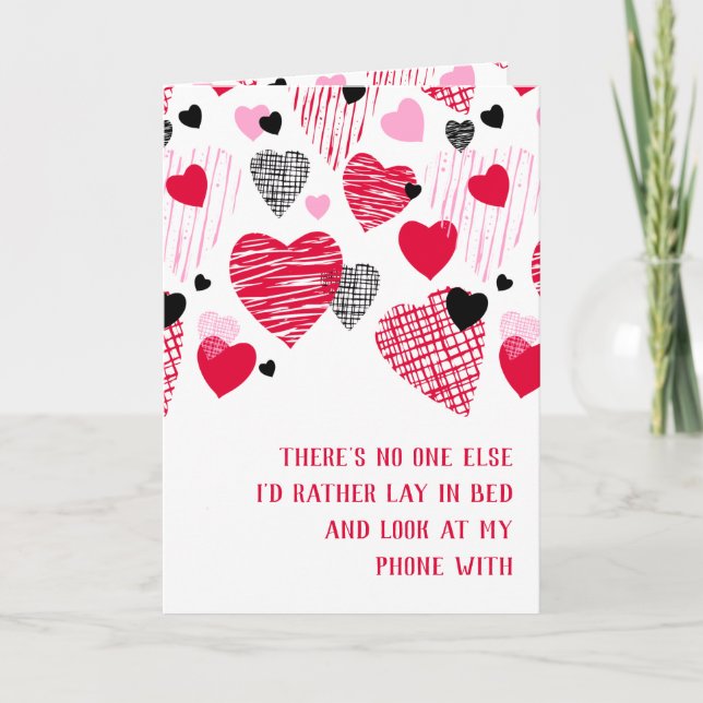 Funny Quote For Husband Red Hearts Valentine's Holiday Card (Front)
