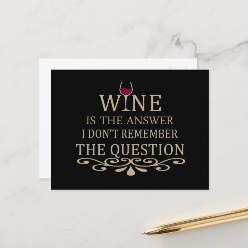 funny quote for wine lover holiday postcard