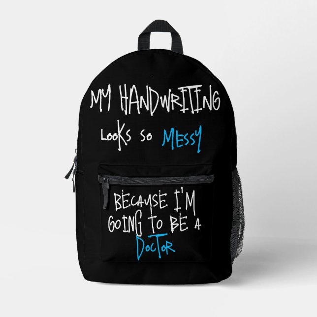 Funny Quote Future Doctor Black Printed Backpack (Front)
