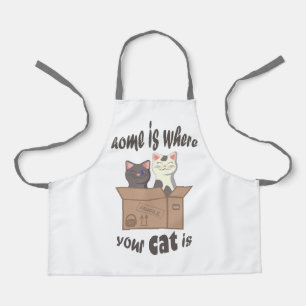 Funny quote Home is where your cat is Apron