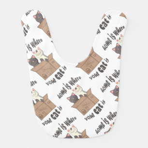 Funny quote Home is where your cat is Baby Bib