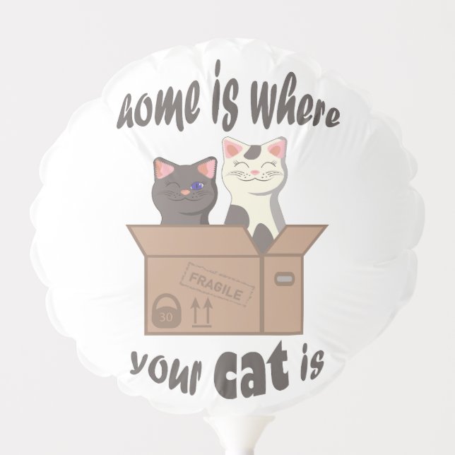 Funny quote Home is where your cat is Balloon (Front)