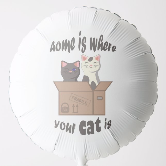 Funny quote Home is where your cat is Balloon (Front)