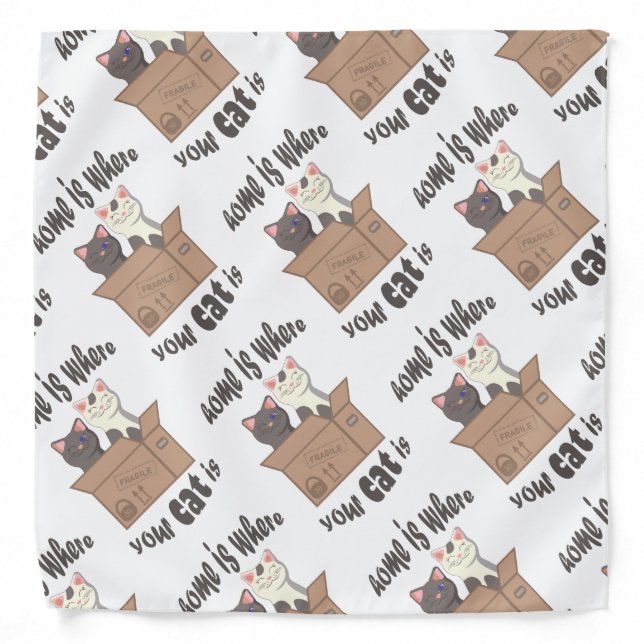 Funny quote Home is where your cat is Bandana (Front)