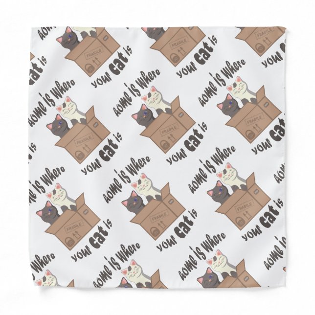 Funny quote Home is where your cat is Bandana (Front)