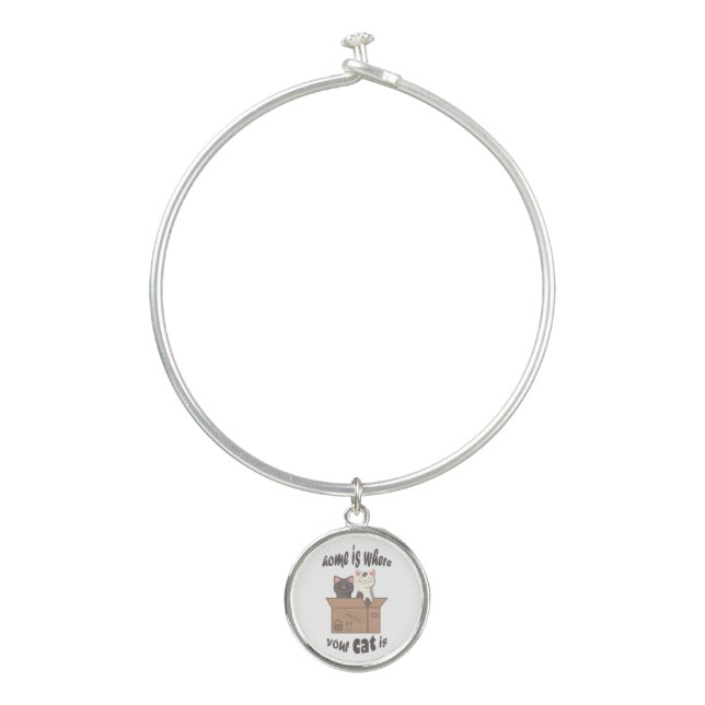 Funny quote Home is where your cat is Bangle Bracelet (Front)