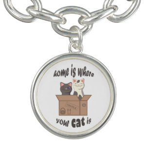 Funny quote Home is where your cat is Bracelet