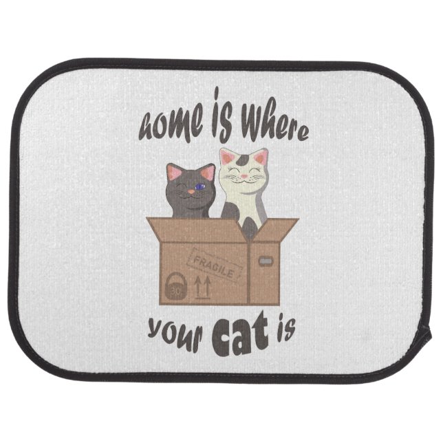 Funny quote Home is where your cat is Car Floor Mat (Rear)