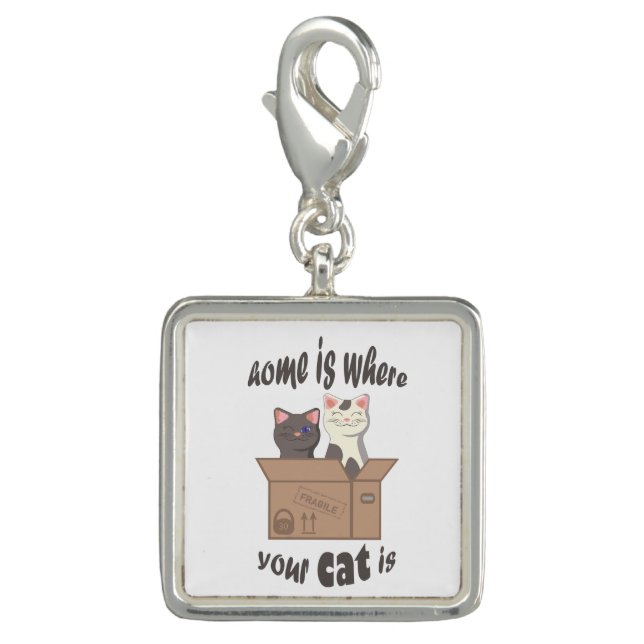 Funny quote Home is where your cat is Charm (Front)