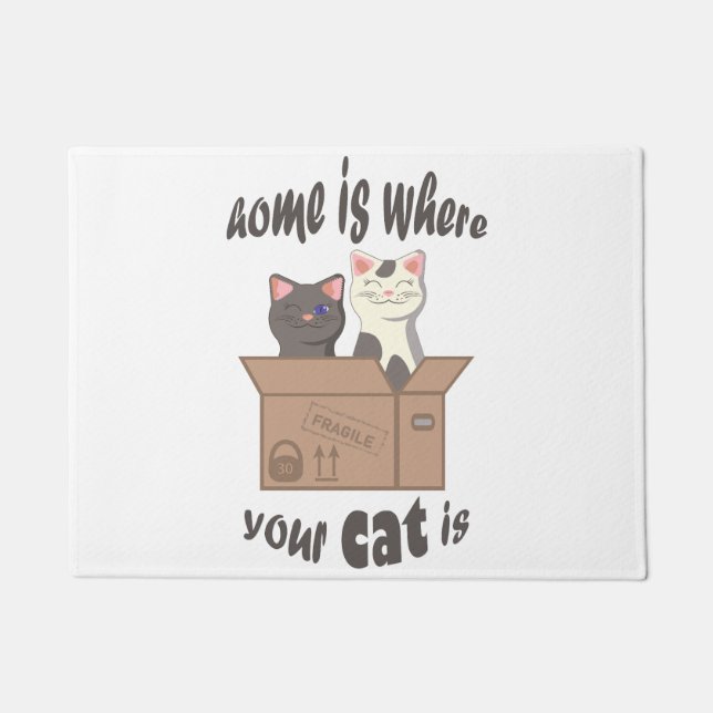 Funny quote Home is where your cat is Doormat (Front)