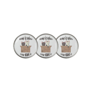 Funny quote Home is where your cat is Golf Ball Marker