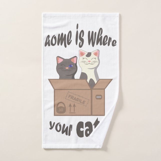 Funny quote Home is where your cat is Hand Towel (Hand Towel)