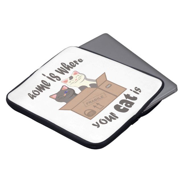Funny quote Home is where your cat is Laptop Sleeve (Front Top)