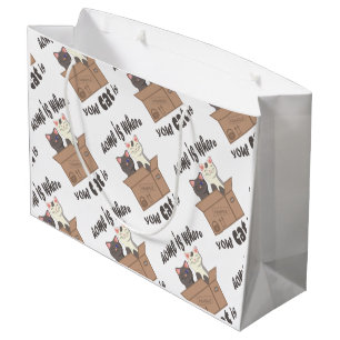 Funny quote Home is where your cat is Large Gift Bag