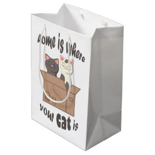 Funny quote Home is where your cat is Medium Gift Bag