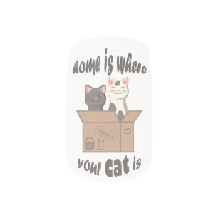 Funny quote Home is where your cat is Minx Nail Art