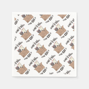 Funny quote Home is where your cat is Napkins