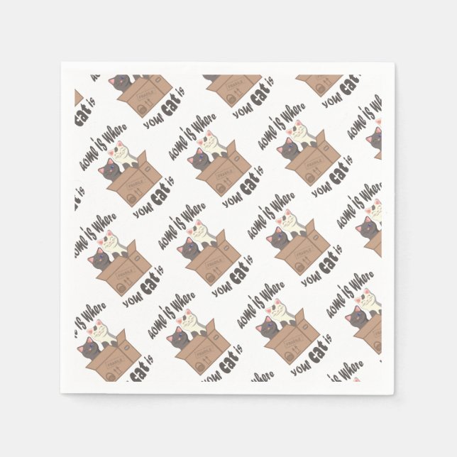 Funny quote Home is where your cat is Napkins (Front)