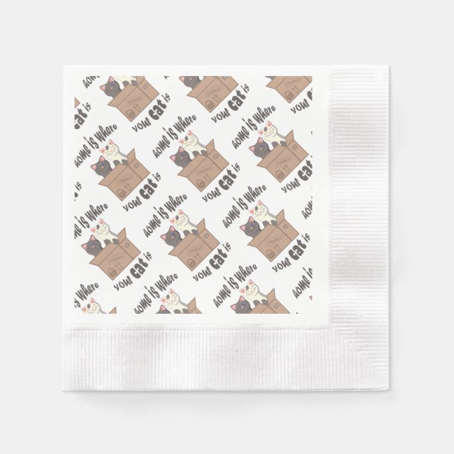 Funny quote Home is where your cat is Napkins (Front)