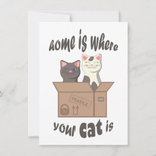 Funny quote Home is where your cat is Note Card