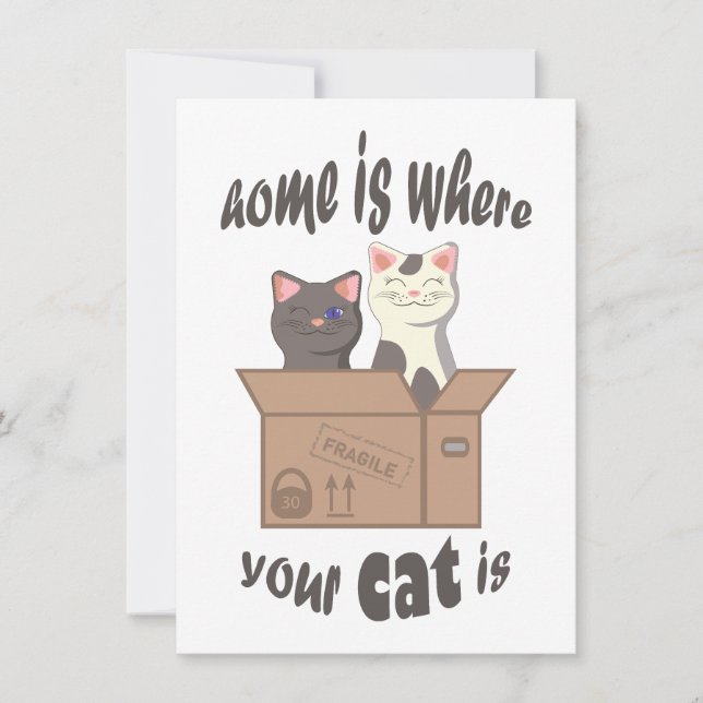 Funny quote Home is where your cat is Note Card (Front)