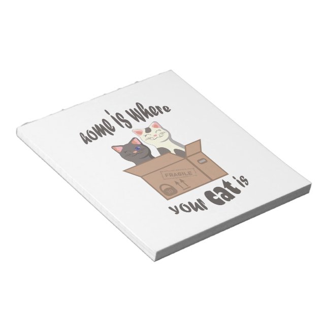 Funny quote Home is where your cat is Notepad (Angled)