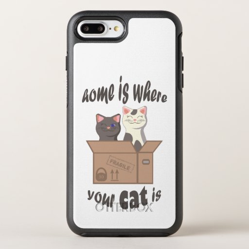 Funny quote Home is where your cat is OtterBox Symmetry iPhone 8 Plus/7 Plus Case