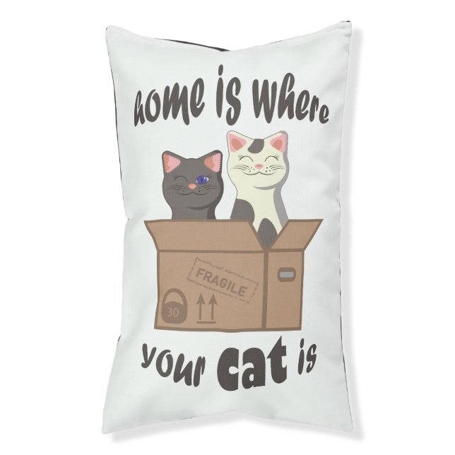 Funny quote Home is where your cat is Pet Bed (Front Vertical)