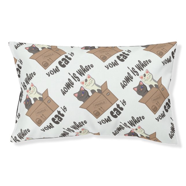 Funny quote Home is where your cat is Pet Bed (Front)