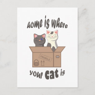 Funny quote Home is where your cat is Postcard