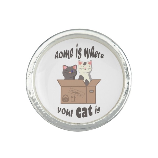 Funny quote Home is where your cat is Ring (Front)