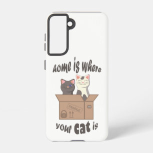 Funny quote Home is where your cat is Samsung Galaxy S21 Case