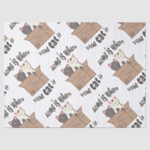 Funny quote Home is where your cat is Tissue Paper