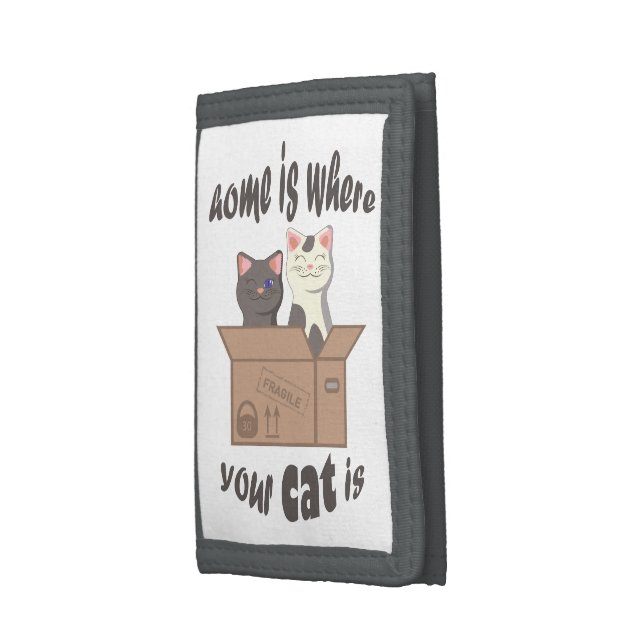 Funny quote Home is where your cat is Trifold Wallet (Side)