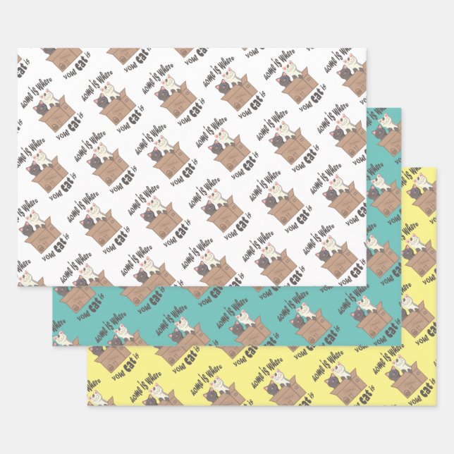 Funny quote Home is where your cat is Wrapping Paper Sheets (Set)